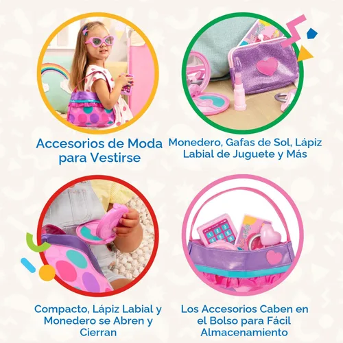 Vista 5 de Battat – Play Circle – Set de maquillaje y belleza – Accesorios de moda para disfrazarse – Juego de simulación – Set de cartera de princesa – Para