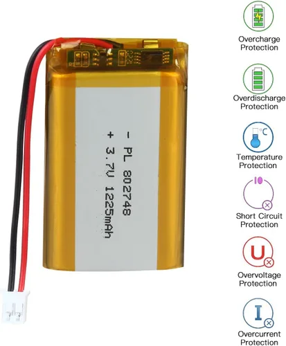 Vista 8 de YDL 3.7V 1225mAh 802748 Lipo batería recargable de iones de polímero de litio con conector PH2.0.000 in JST