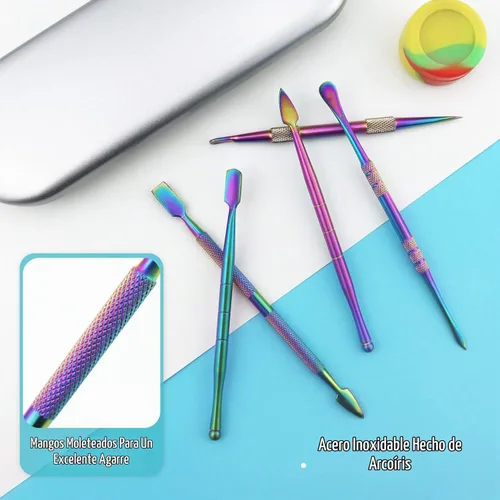Vista 3 de YETOOME Juego de 6 herramientas de tallado de cera con recipiente de silicona de 0.2 fl oz (0.2 fl oz) y funda de metal portátil, herramienta