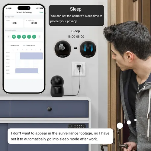 Vista 4 de Cámara de seguridad interior 2K Pet Camera 2.4 GHz Dog Camera Negro 2 Pack App Motion Detection Auto Tracking Alarm Live Notice Schedule Default