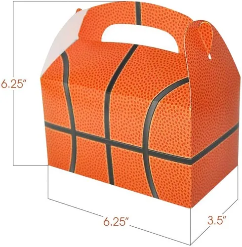 Vista 3 de ArtCreativity Bolsas de regalo de fiesta de baloncesto para dulces, galletas y deportes, cajas de recuerdos de fiesta temática de deportes, paquete