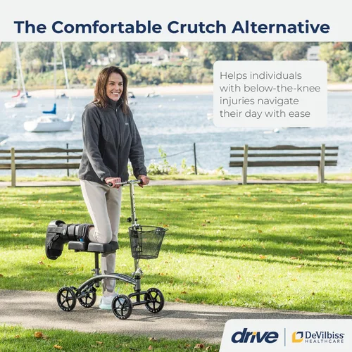 Vista 2 de [Usado] Drive Medical 796 Andador de rodilla orientable con altura ajustable, patinete de rodilla, andador de pierna, alternativa a la muleta