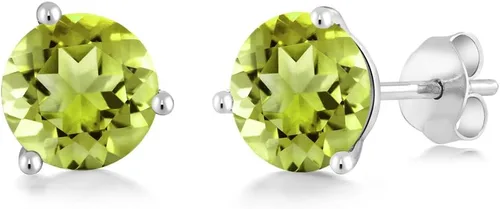 Vista 67 de Gem Stone King Aretes de oro de 14 quilates, 0.236 in, piedra natal redonda, Martini, 3 puntas, aretes de oro para mujer