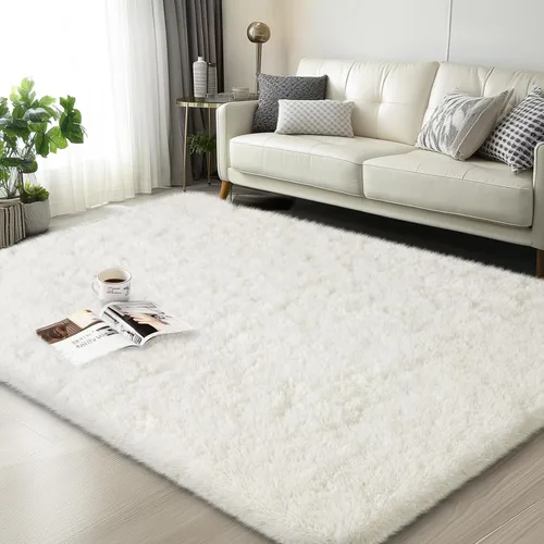 Vista 75 de Mugorn - Alfombras suaves y esponjosas de 2 x 3 pies para el hogar, alfombra pequeña con 4 mallas antideslizantes, color negro, 2 x 3 pies