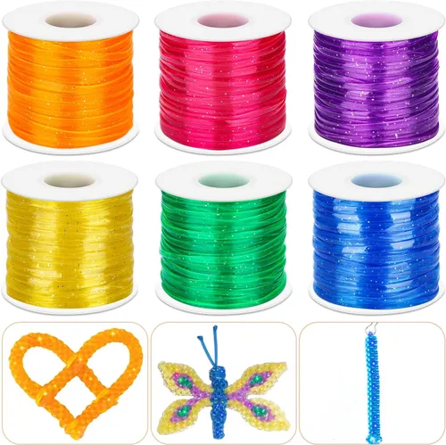 Vista 11 de cridoz - Kit de cuerda de cordón, paquete de 6 cordones de plástico, kit de tejido de cordón para pulseras, llaveros, manualidades