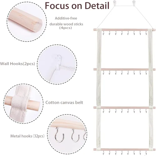 Vista 4 de Organizador de lazos para el pelo para niñas, organizador de accesorios para el cabello de bebé, decoración para colgar en la pared para habitación