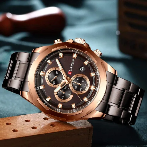Vista 4 de CURREN Reloj para hombre, de acero inoxidable, cronógrafo, de cuarzo, para hombre, reloj deportivo, fecha, Relogio, Masculino, reloj Hombr, Plateado