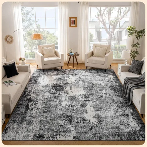 Vista 84 de Istana Alfombra larga antideslizante de 2.5 x 8 para el hogar, para pasillo y cocina, lavable, sedosa y suave al tacto, elegante, color azul y marfil