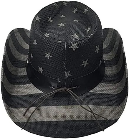 Vista 6 de Vintage USA American Flag Cowboy Hat wWestern Shape-It Brim