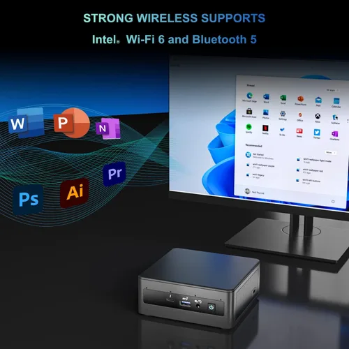 Vista 6 de Intel NUC 11 NUC11PAHI5 Panther Canyon Mini PC, Core i5-1135G7, 16 GB de RAM, 512 GB SSD, Mini computadoras Windows 11 Pro para oficina en casa