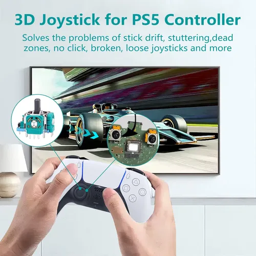 Vista 3 de Palancas de repuesto para controlador PS5, AOLION 3D Joystick Módulo Piezas compatibles con Playstation 5 DualSense, 51 piezas de repuesto