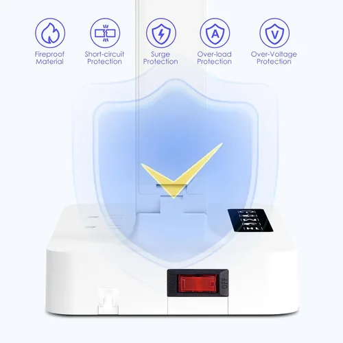 Vista 4 de Infiway Lámparas LED de escritorio para oficina en casa: lámpara de escritorio con puerto de carga USB - 1 USB-A, 1 puerto tipo C, 2 tomas de Blanco