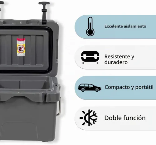 Vista 8 de Goplus 16 Quart Cooler, 24-Can Capacity Ice Chest with 2 Cup Holders, 3-5 Days Ice Retention, Portable Insulated Ice Box for Camping, Fishing Gris