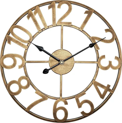 Vista 10 de Reloj de pared grande para exteriores, silencioso sin tictac, funciona con pilas, reloj de pared de metal moderno negro para patio, porche, área
