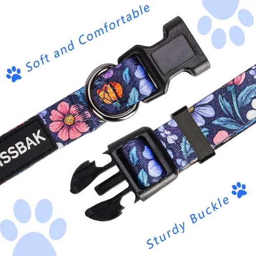 Vista 3 de Collar de perro para perros pequeños y medianos, diseño especial, lindo collar para mascotas, suave, ajustable, elegante, floral, hembra, cachorro
