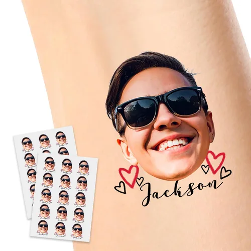 Vista 19 de Tatuajes temporales personalizados, tatuajes de flores de nacimiento personalizados para cumpleaños, boda, despedida de soltera, 1 juego de 15