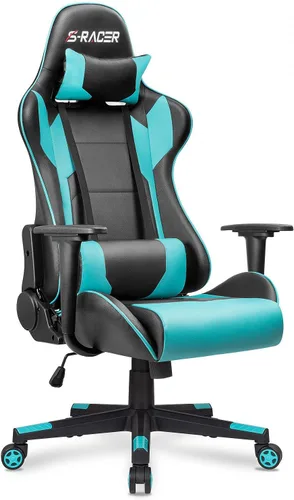 Vista 10 de Homall Silla Gaming, Silla de Oficina Respaldo Alto Silla de Computadora de Cuero Silla de Escritorio Racing Ejecutiva Ergonómica Ajustable Azul