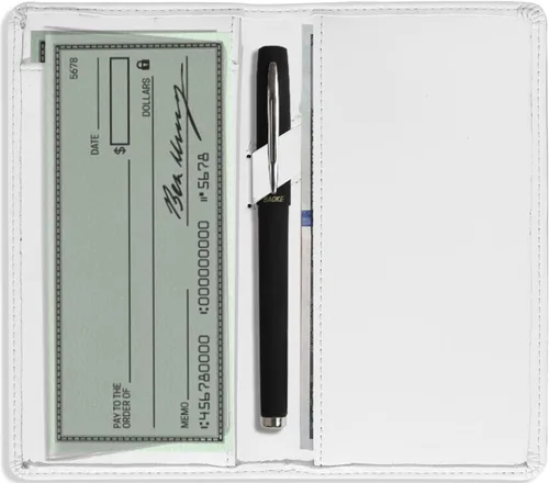 Vista 10 de Sanlykate Funda de libro de cheques de cuero para hombres y mujeres, estuche de libro de cheques con bloqueo RFID con tarjetero y divisor gratuito