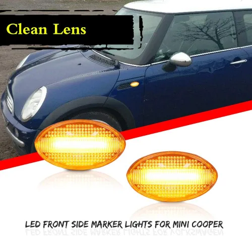 Vista 2 de Lente clara ámbar Led Fender lateral marcador luz de señal de giro lámpara para Mini Cooper R50 R52 R53 Lente Transparente