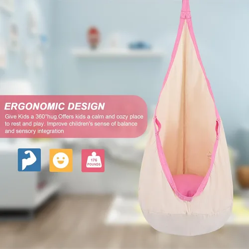 Vista 4 de YAERSI Silla de hamaca infantil de algodón con cojín inflable de PVC
