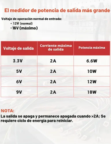 Vista 3 de RED WOLF Regulador de voltaje DC 12V a 3.3V 5V 6V 9V convertidor reductor adaptador de voltaje de fuente de alimentación, salida 2A corriente máxima