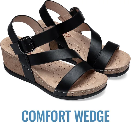 Vista 3 de Jeossy Sandalias de plataforma para mujer 835 cómodas sandalias de verano con hebilla y correa al tobillo
