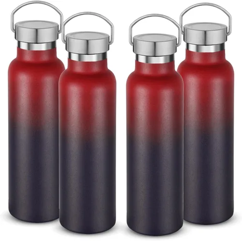 Vista 31 de Neihepal Botellas de agua de acero inoxidable negras, botella de viaje de doble pared con aislamiento al vacío de 20 onzas con tapa a prueba