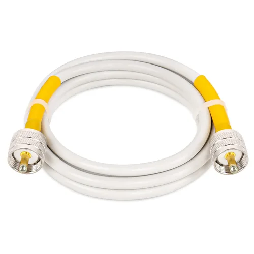 Vista 18 de MOOKEERF RG8x Cable de puente 1m, paquete de 2 cables coaxiales CB de 50 Ohm, cable de antena de baja pérdida UHF PL259 macho a macho, blanco marino