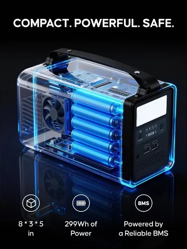 Vista 5 de Estación de energía portátil de 300 W, batería de litio de reserva de 299 Wh, generador eléctrico portátil con banco de salida de CA para CPAP