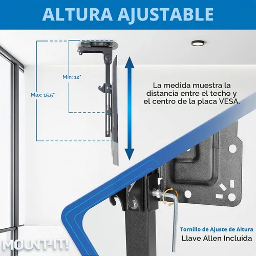 Vista 9 de Mount-It! Soporte plegable para TV de techo para televisores de 23 a 55 pulgadas, soporte abatible que ahorra espacio para techos planos e