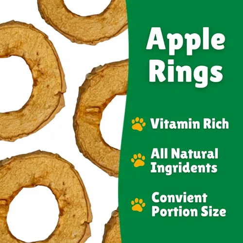 Vista 3 de Lucky Premium - Anillos de manzana – Golosinas de manzana de cecina fina y crujientes totalmente naturales para perros, golosinas vegetarianas