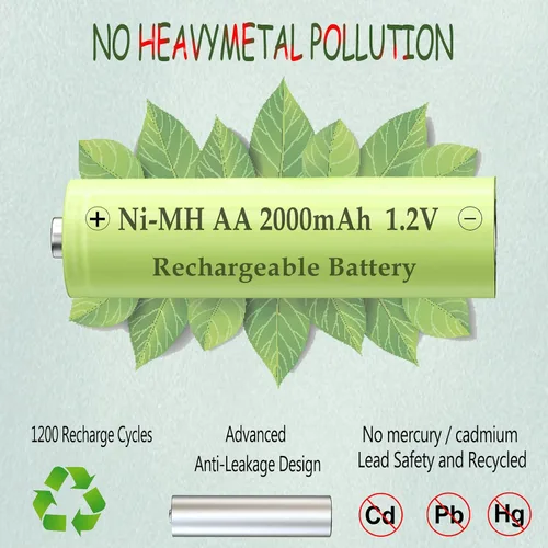 Vista 5 de AA 2000mAh 1.2V NI-MH batería recargable para dispositivos domésticos 6 PC
