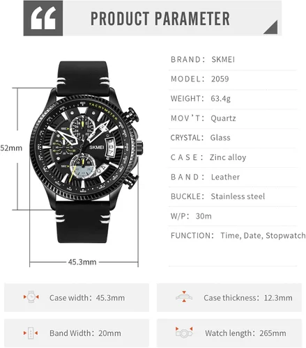 Vista 4 de Watch for Men- Classic Stylish Sports Fashion Casual Wrist Watch, Men Dress Watch Elegant Gift, 30M Waterproof, Auto Date Luminous Watch