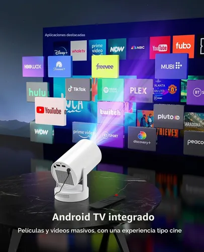 Vista 2 de Mini proyector, soporte 4K 1080P proyector portátil con enfoque eléctrico