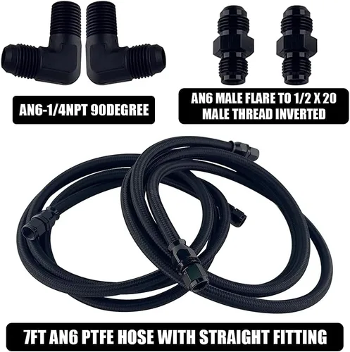 Vista 4 de SPELAB 6AN - Líneas de manguera flexible de PTFE para refrigerador, 7 pies, nailon y acero inoxidable trenzados, reemplazo 4L60/700R4/TH350/TH400