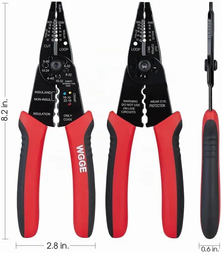 Vista 2 de WGGE WG-015 Pelacables profesional, cortador de alambre y crimpadora