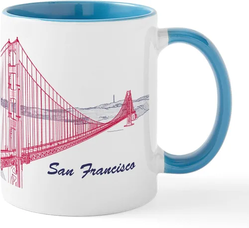 Vista 121 de CafePress Taza de café de cerámica de 11 oz (11.0 fl oz) de San Francisco Blanco - Taza San Francisco