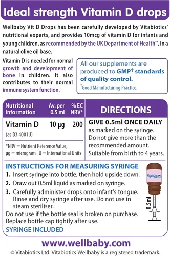 Vista 5 de Wellbaby Gotas de vitamina D de 1.0 fl oz