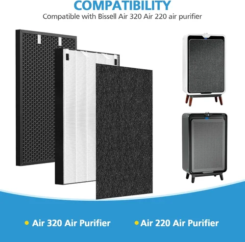 Vista 6 de Filtro de repuesto Air 320 compatible con Bissell Air320 Air220 2609A, incluye 1 paquete de filtro HEPA 2678, 1 paquete de prefiltro, 1 filtro