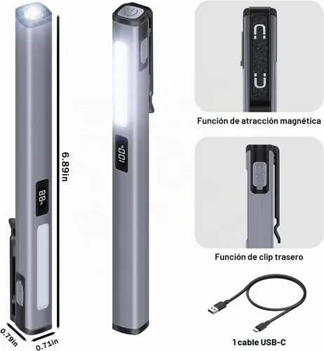 Vista 9 de Paquete de 2 luces para bolígrafo recargables, luz de trabajo