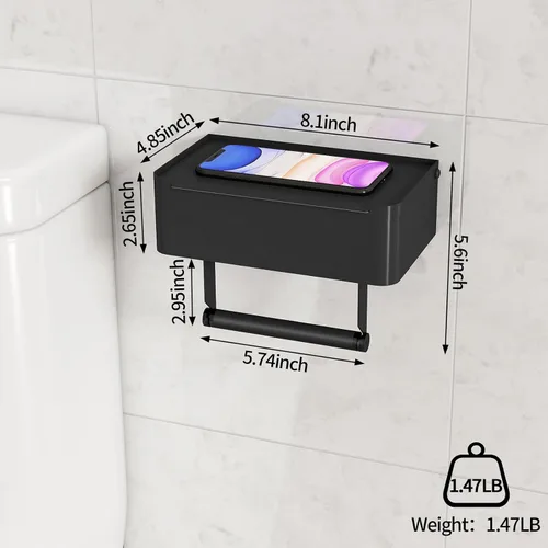 Vista 2 de JUYSON Soporte de papel higiénico con estante, dispensador de toallitas desechables para almacenamiento de toallitas de baño, mantiene tus toallitas