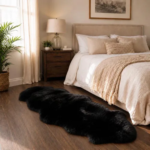 Vista 11 de Alfombra de piel de oveja, mullida y esponjosa, súper suave de 24 x 36 pulgadas, alfombra de pelo de oveja de felpa, alfombras decorativas