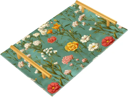 Vista 24 de Flowers Daffodils Snapdragon Iris Orange Tray for Bathroom Paper Towel Tray Desk Drawer Organizer for Sink