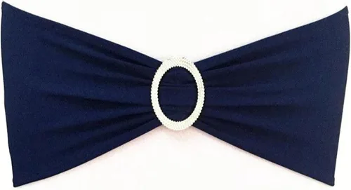 Vista 33 de Paquete de 50 bandas negras de elastano para sillas de boda, lazos con hebillas para fiestas, cumpleaños, fiestas, banquetes de jubilación