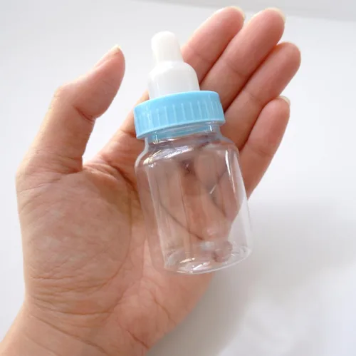 Vista 2 de Baby Shower Favor - Paquete de 36 mini botellas de leche para regalo de fiesta, cajas de 1.5 x 3.5 pulgadas, tarro de dulces para baby shower (azul)