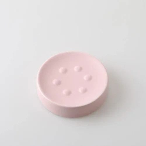 Vista 4 de CECE&KELE Jabonera redonda de cerámica para cocina y baño, soporte de jabón ligero de lujo para lavabo, bañera, cocina o baño, color marrón