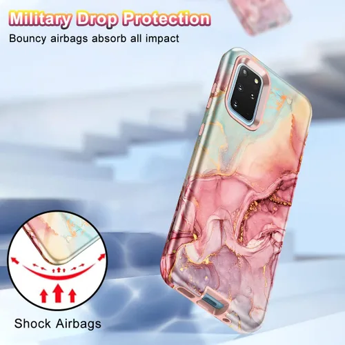 Vista 4 de Btscase Funda para Samsung S20 Plus/S20+, mármol 3 en 1, resistente a prueba de golpes, cuerpo completo, policarbonato duro y suave, protección