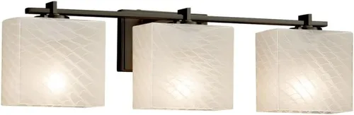Vista 5 de Fusion - Era - Barra de baño de 3 luces, pantalla rectangular de vidrio artesanal en tejido, acabado de níquel cepillado cepillado níquel