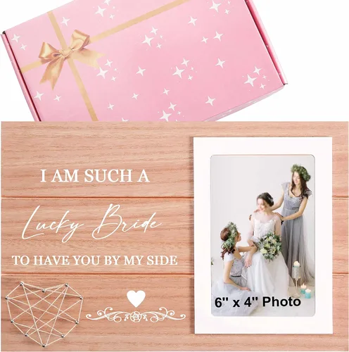 Vista 13 de Regalo de marco de fotos de boda para dama de honor de la novia, despedida de soltera, ducha nupcial para mejores amigas, hermana, mejor amiga - "Él