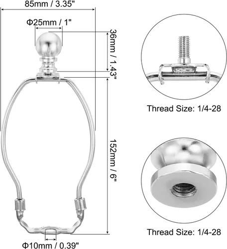 Vista 2 de PATIKIL Kit de arpa de lámpara de 6 pulgadas con remate, 1 juego de soporte de sombra desmontable, accesorios de iluminación de bricolaje